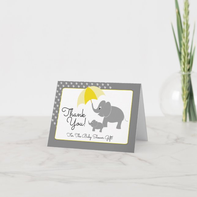 Elephant & Baby, Baby Shower Tack Kort (Framsida)