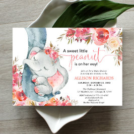 Elephant baby-dusch-blommigt inbjudningar