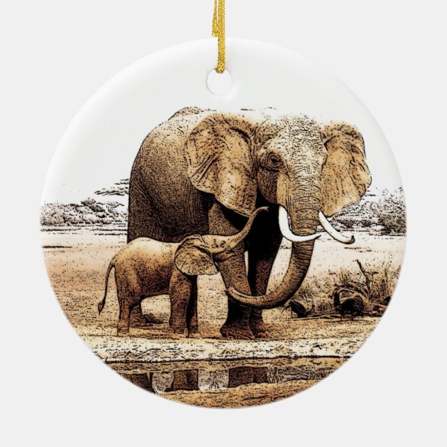 Elephant & Baby Elephant jul Ornament (Baksidan)