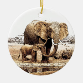 Elephant & Baby Elephant jul Ornament