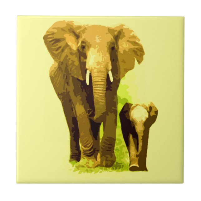 Elephant & Baby Elephant Kakelplatta (Framsidan)