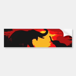Elephant, Baby Elephant & Sunset Bildekal