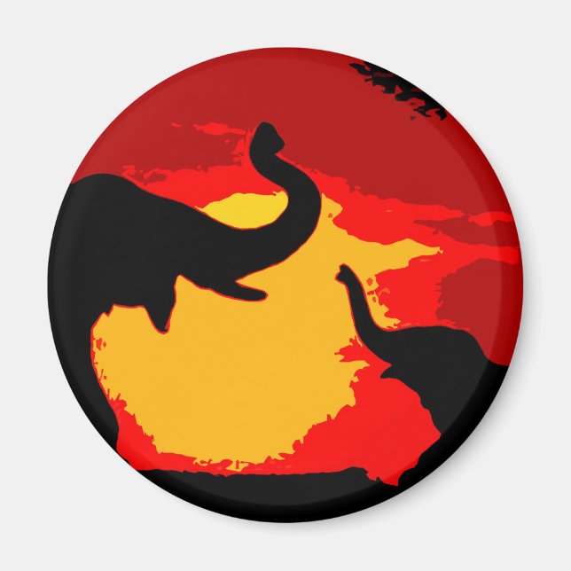 Elephant, Baby Elephant & Sunset Magnet (Framsidan)