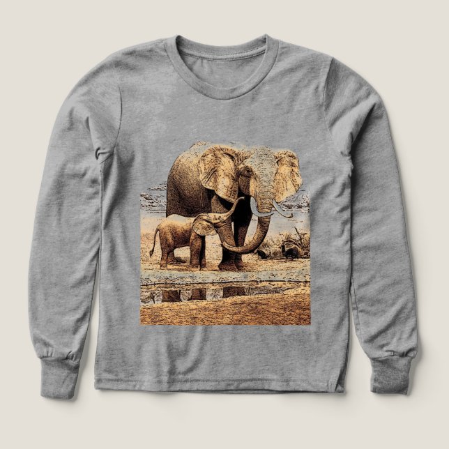 Elephant & Baby Elephant T Shirt (Design framsida)