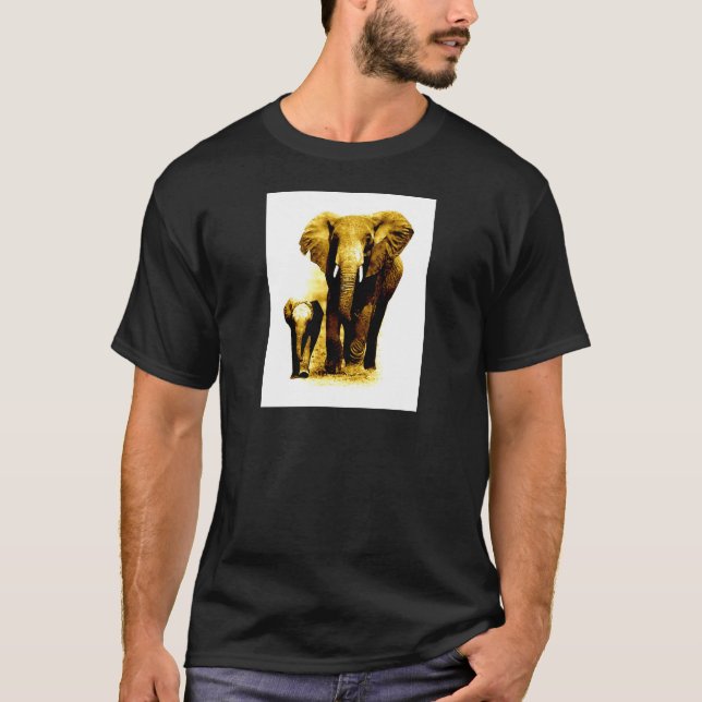 Elephant & Baby Elephant Tee Shirt (Framsida)