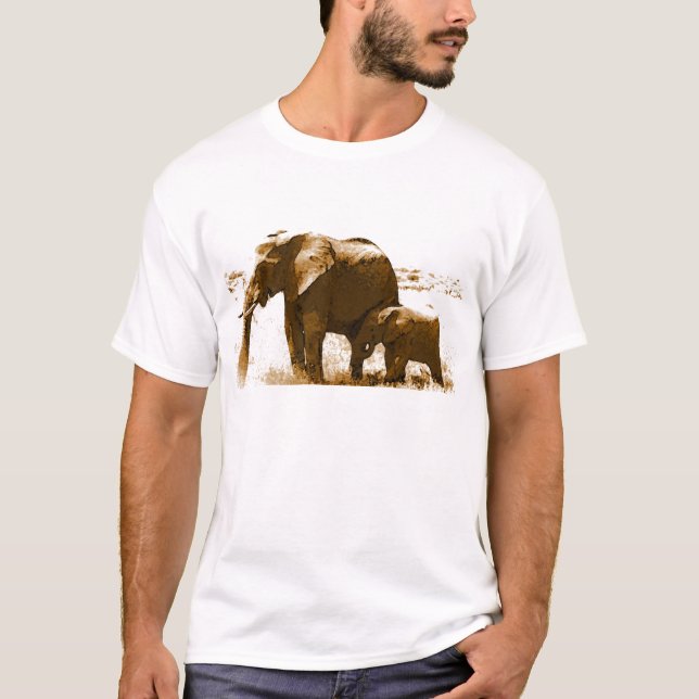 Elephant & Baby Elephant Tee Shirt (Framsida)