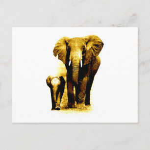 Elephant & Baby Elephant Vykort