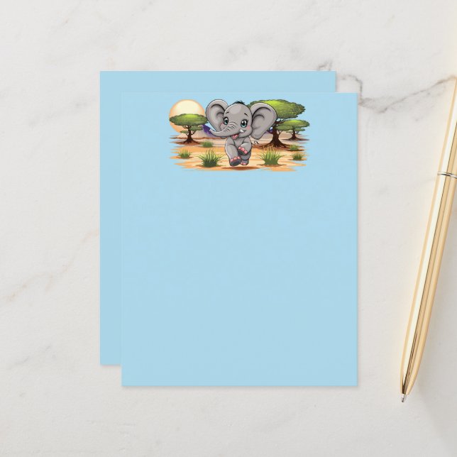 Elephant Baby Jumping Lycklig i African Savannah (Fram/Back In Situ)