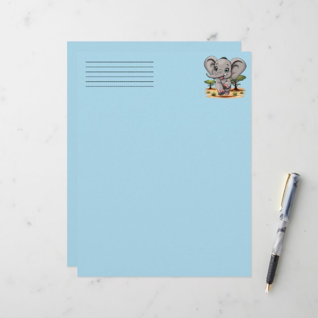 Elephant Baby Jumping Lycklig i African Savannah Brevhuvud (Fram/Back In Situ)