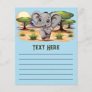 Elephant Baby Jumping Lycklig i African Savannah Flygblad