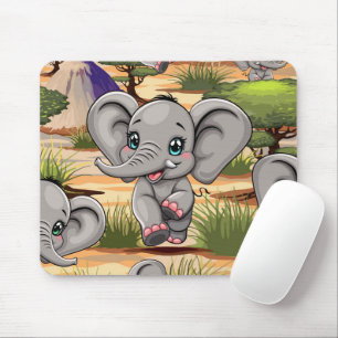 Elephant Baby Jumping Lycklig i African Savannah Musmatta