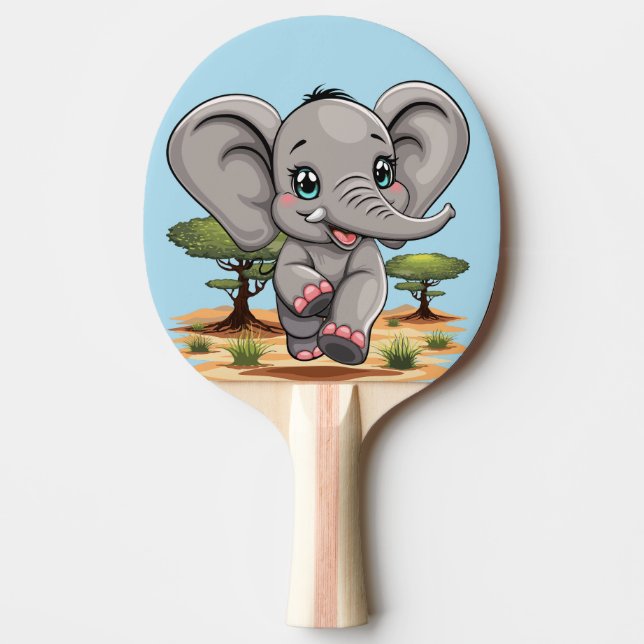 Elephant Baby Jumping Lycklig i African Savannah Pingisracket (Framsidan)
