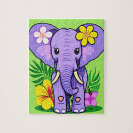 Elephant Baby med Tropical Flowers Pussel