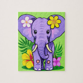 Elephant Baby med Tropical Flowers Pussel