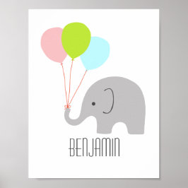 Elephant Baby Nursery Poster personlig