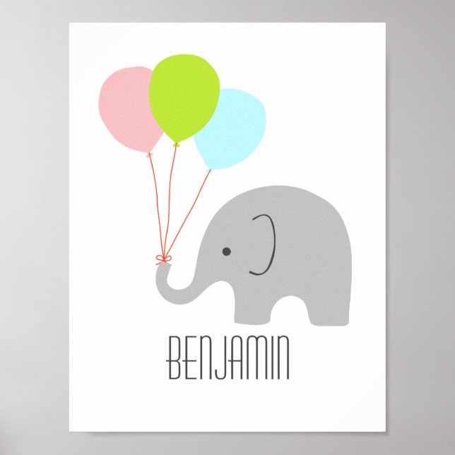Elephant Baby Nursery Poster personlig (Framsidan)