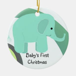 Elephant Baby och Frist jul Julgransprydnad Keramik