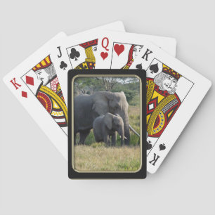 Elephant Baby och Mamma Photo Art Spelkort