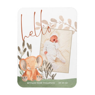 Elephant Baby Photo Keepsaké Birth Notice Magnet