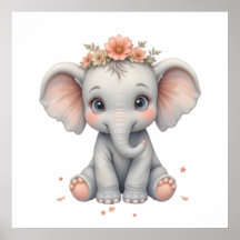 Elephant Baby Room Poster - Djurhemlighet