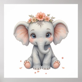 Elephant Baby Room Poster - Djurhemlighet