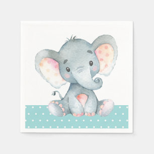 Elephant Baby Shower Aqua Teal Turquise Napkins Pappersservett