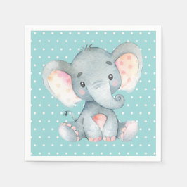 Elephant Baby Shower Aqua Teal Turquise Napkins Pappersservett