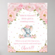 Elephant Baby Shower Arrival Cheer Pop Champagne