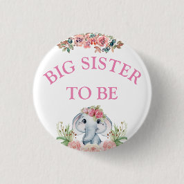 Elephant Baby Shower Big Sister ska vara Knapp