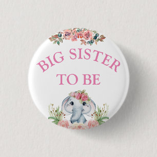 Elephant Baby Shower Big Sister ska vara Knapp