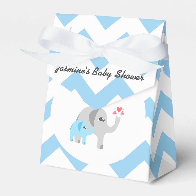 Elephant Baby Shower Blue and White Presentaskar (Framsidan Sidan)