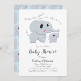 Elephant Baby Shower Blue Boy Inbjudningar