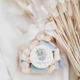 Elephant Baby Shower Blue Runt Klistermärke