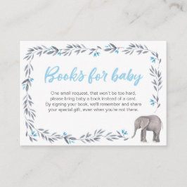 Elephant Baby Shower Bokar för baby blue Tilläggskort