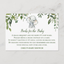 Elephant Baby Shower Bokar för Baby-kort Tilläggskort