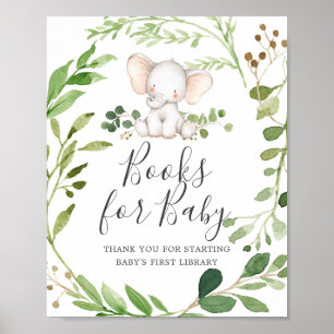 Elephant Baby Shower Bokar för Baby-tecken Poster