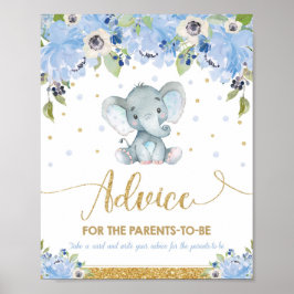 Elephant Baby Shower Boy Advice för föräldrar att  Poster