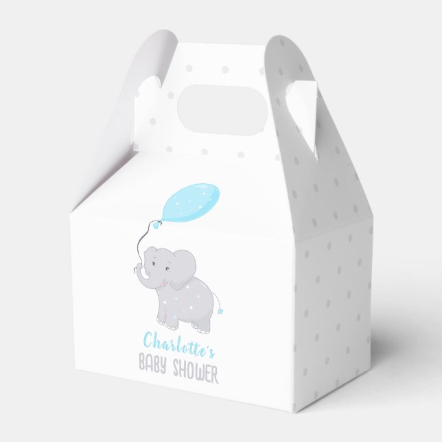 Elephant Baby Shower Boy Cute Favor Box Presentaskar (Framsidan Sidan)