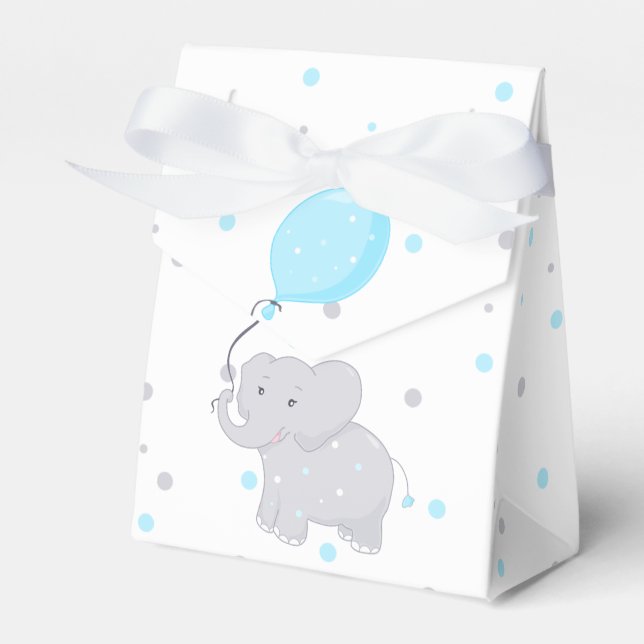 Elephant Baby Shower Boy Cute Favor Box Presentaskar (Framsidan Sidan)
