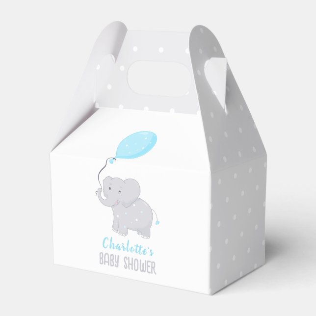 Elephant Baby Shower Boy Cute Favor Box Presentaskar (Framsidan Sidan)
