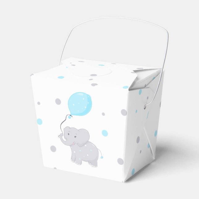 Elephant Baby Shower Boy Cute Favor Box Presentaskar (Framsidan Sidan)
