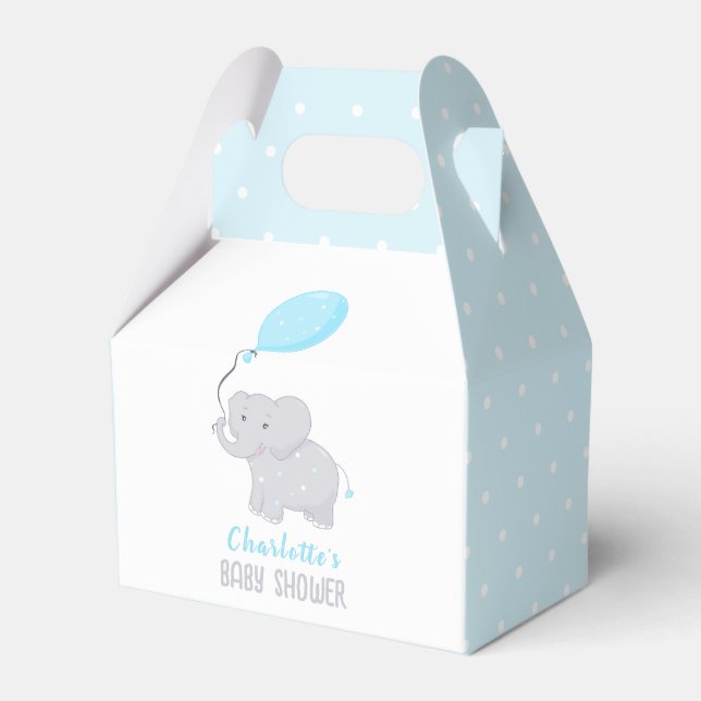 Elephant Baby Shower Boy Cute Favor Box Presentaskar (Framsidan Sidan)