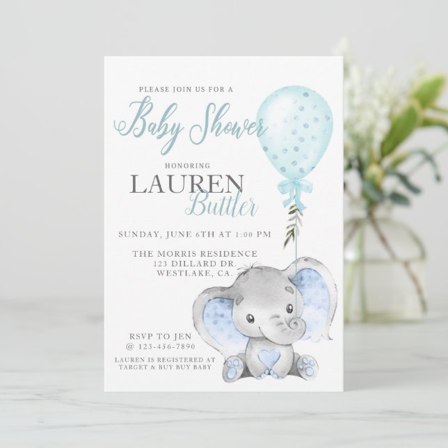 ELEPHANT, BABY SHOWER, BOY SHOWER, DESS BOY (Stående Fram)
