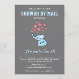 Elephant Baby Shower by Mail Blue and Grått Inbjudningar