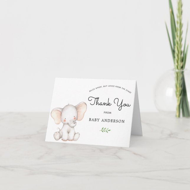 Elephant Baby Shower by Mail Tack Anteckningskort (Framsida)