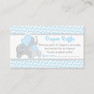 Elephant Baby Shower Diaper Raffle Biljett Blue Tilläggskort