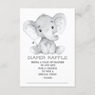 Elephant Baby Shower Diaper Raffle Biljett Tilläggskort