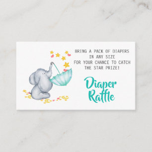 Elephant Baby Shower Diaper Raffle Tilläggskort