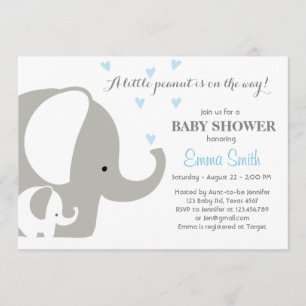 Elephant Baby Shower Elephant-inbjudan Pojke Inbjudningar
