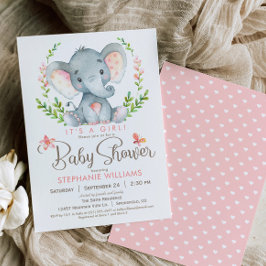 Elephant Baby Shower, flicka Inbjudningar